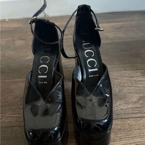 Gucci Black Patent Leather Platform Heels